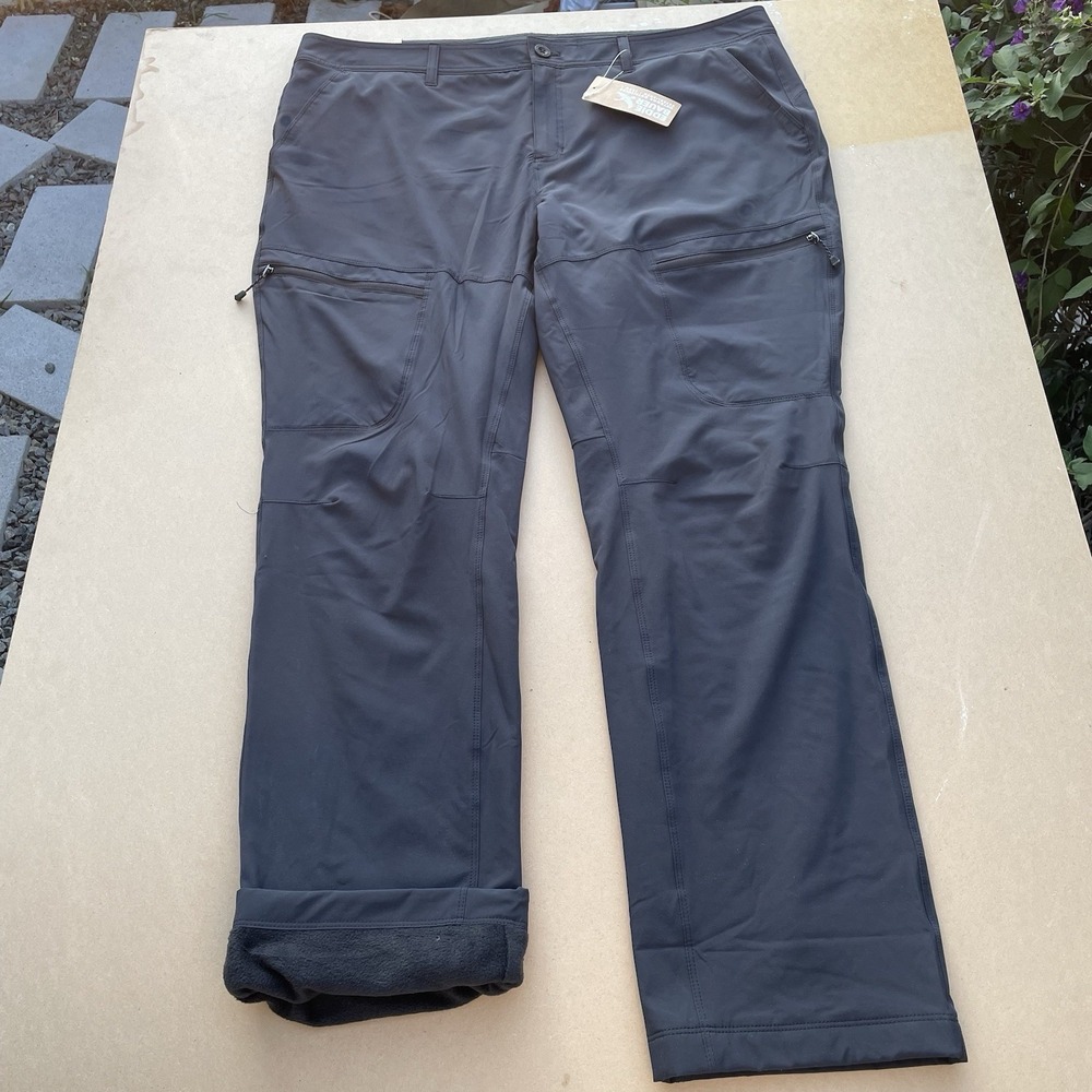 New Eddie Bauer Flexion Lined 2.0 Pants Womens 20W Black Straight Leg Thermal